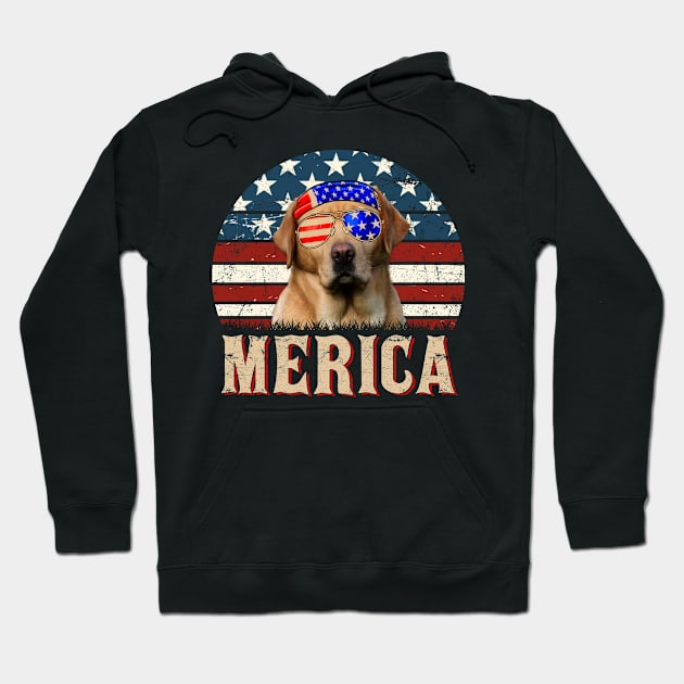 Labrador American Flag | Vintage | 4th of July Hoodie by boltongayratbek